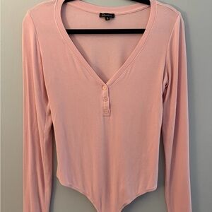 Dynamite Blush Pink Button-Front Bodysuit